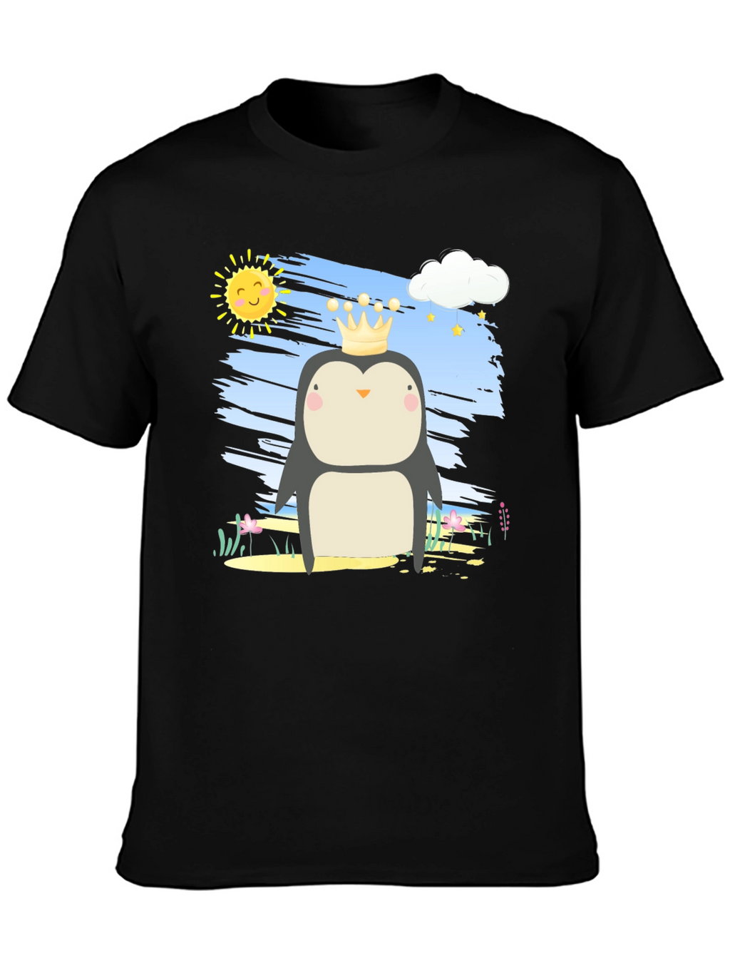 Penguin Prince T-Shirt - Cartoon Graphic Tee
