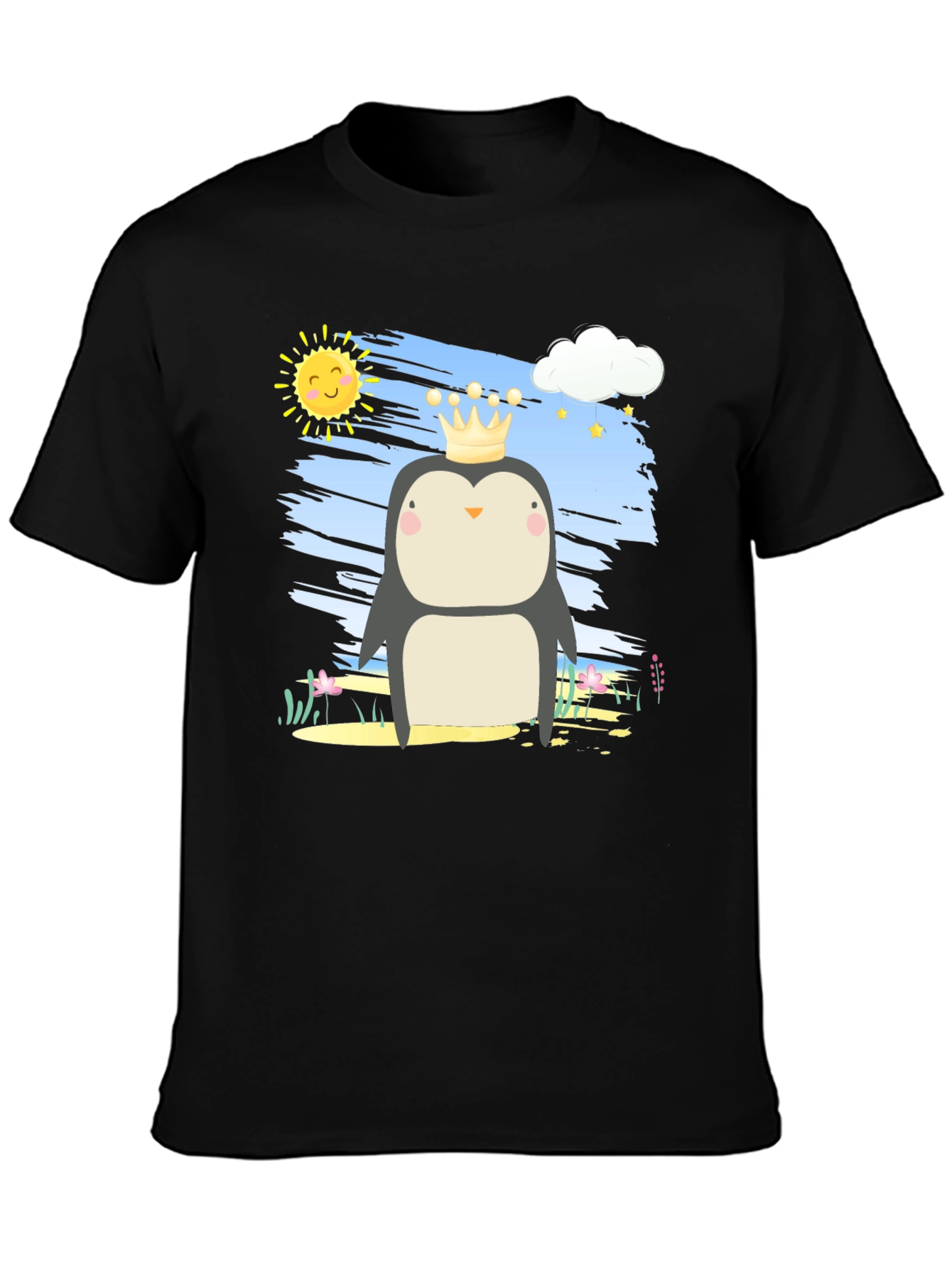 Penguin Prince T-Shirt - Cartoon Graphic Tee