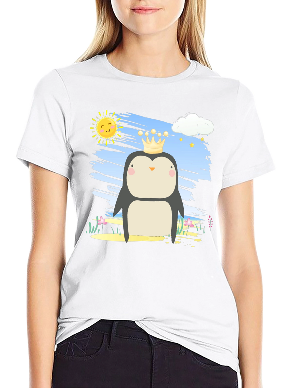 Penguin Prince T-Shirt - Cartoon Graphic Tee