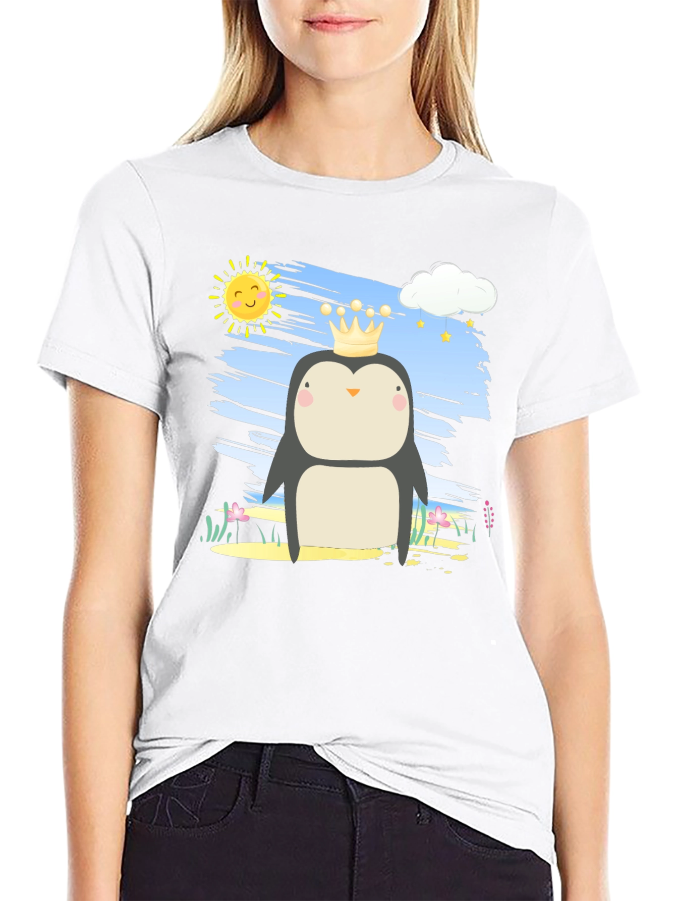 Penguin Prince T-Shirt - Cartoon Graphic Tee