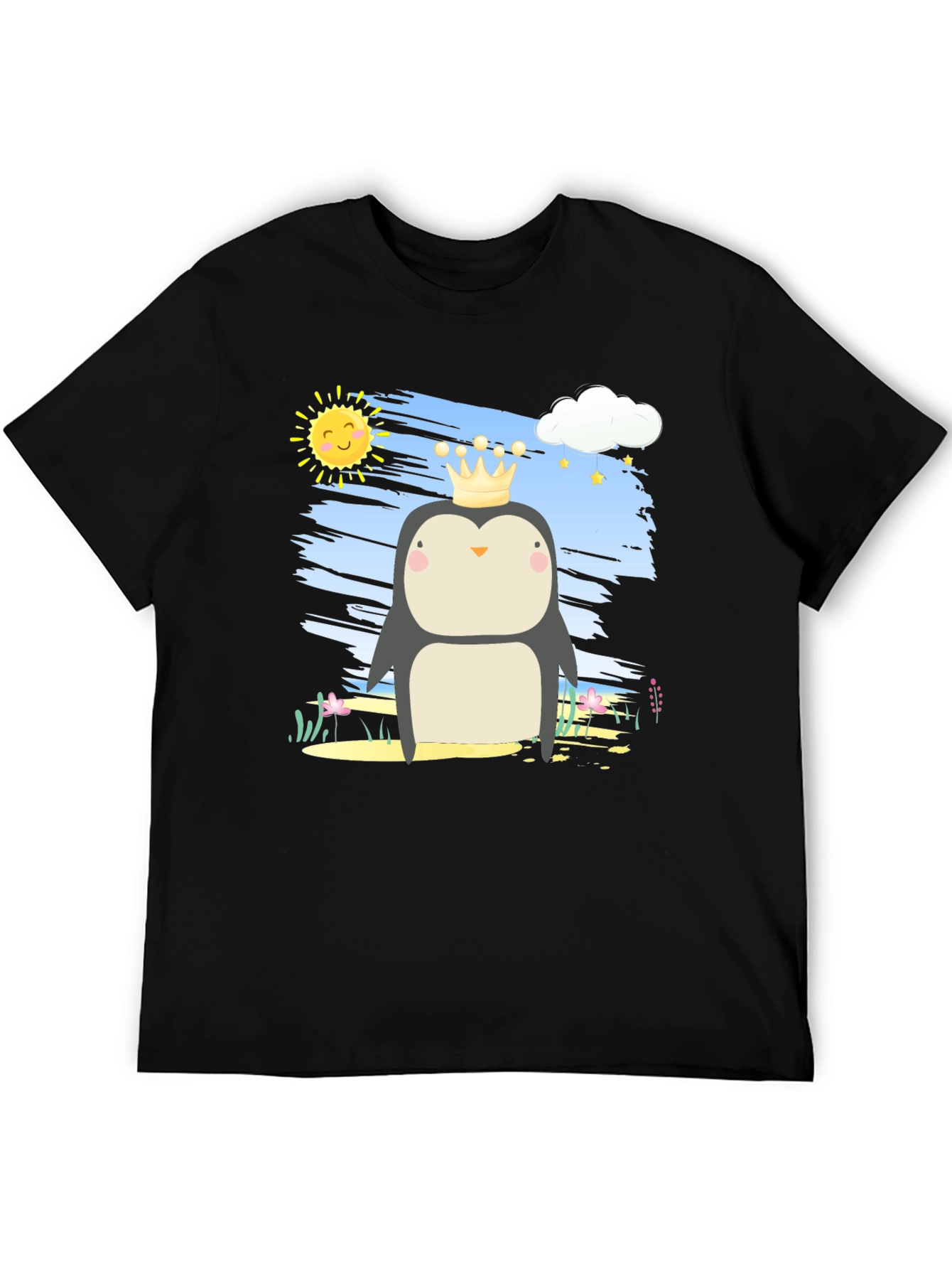 Penguin Prince T-Shirt - Cartoon Graphic Tee