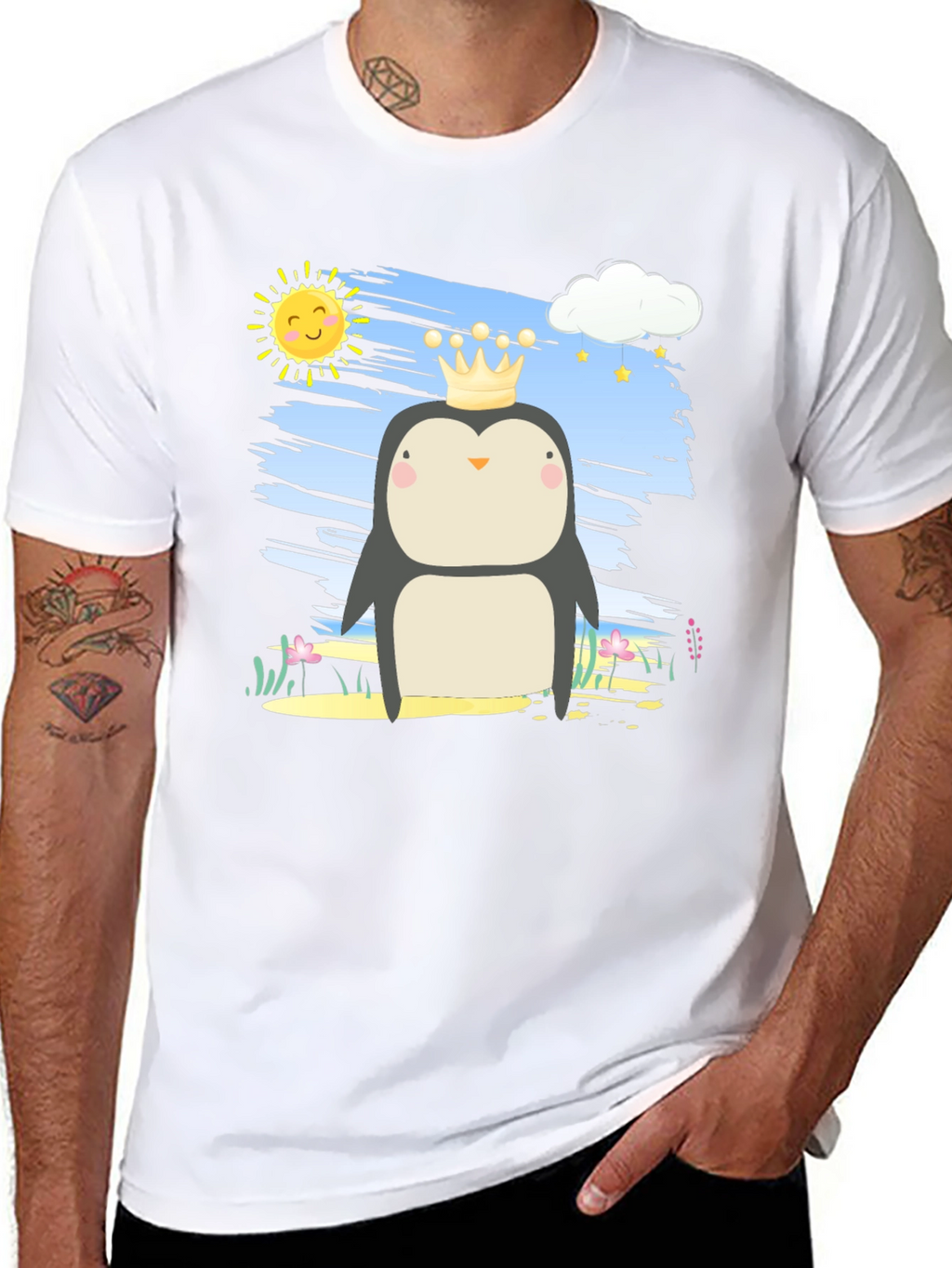 Penguin Prince T-Shirt - Cartoon Graphic Tee