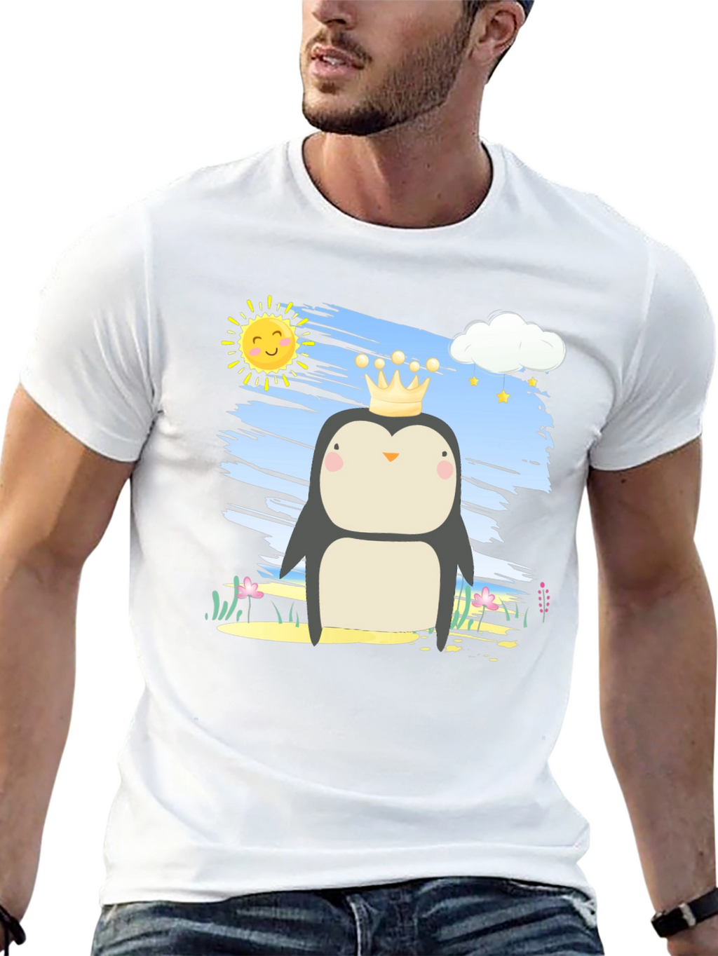 Penguin Prince T-Shirt - Cartoon Graphic Tee