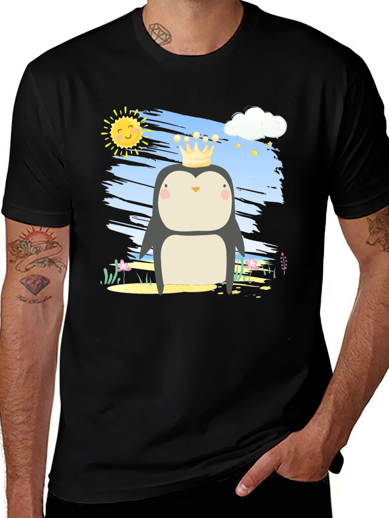 Penguin Prince T-Shirt - Cartoon Graphic Tee