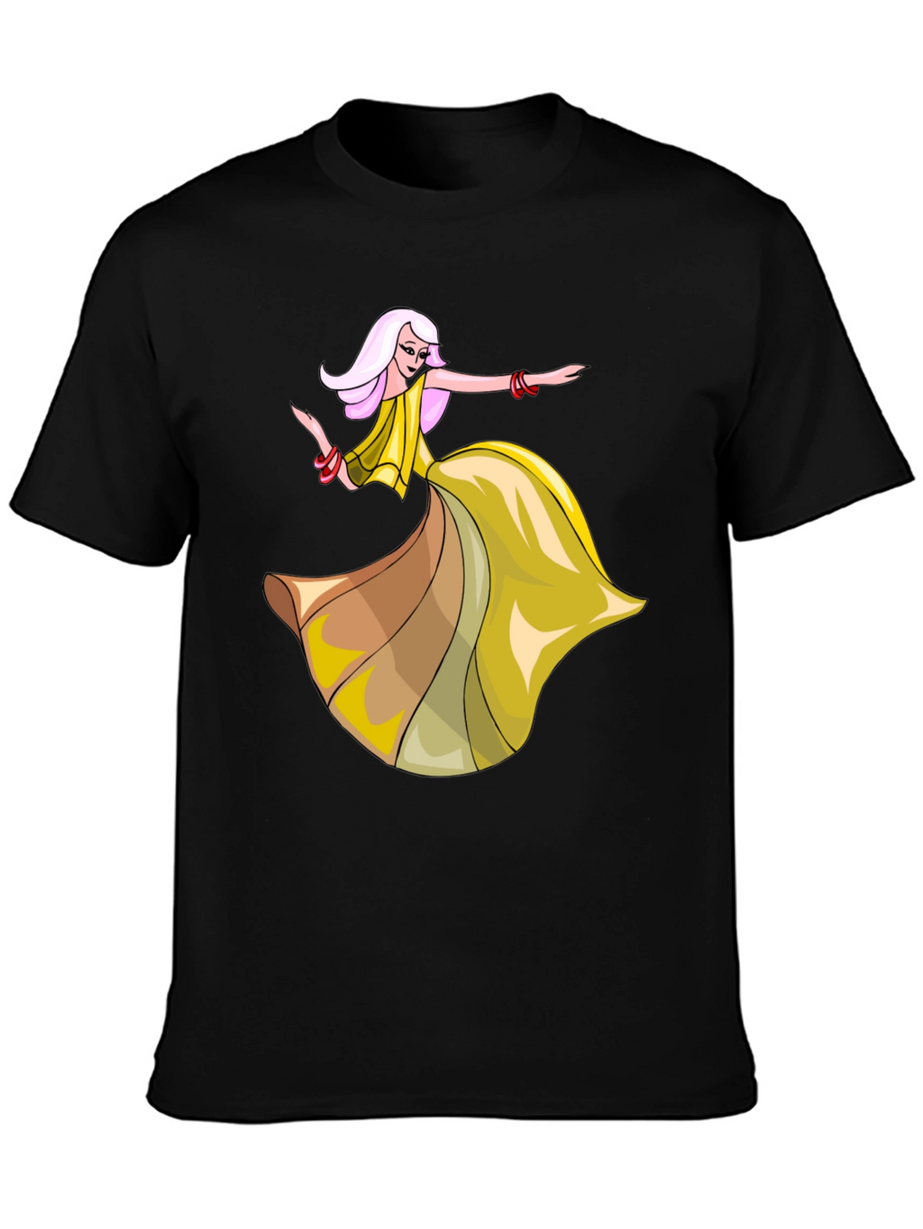 Stylish Black T-Shirt with Dancing Woman Graphic