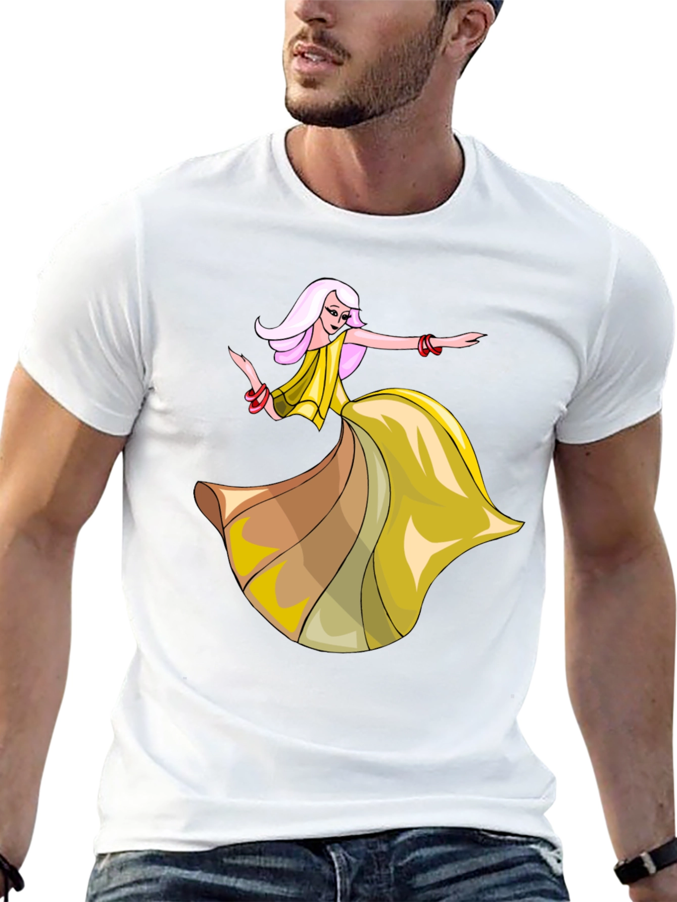 Stylish Black T-Shirt with Dancing Woman Graphic