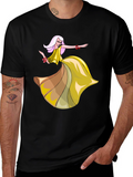 Stylish Black T-Shirt with Dancing Woman Graphic