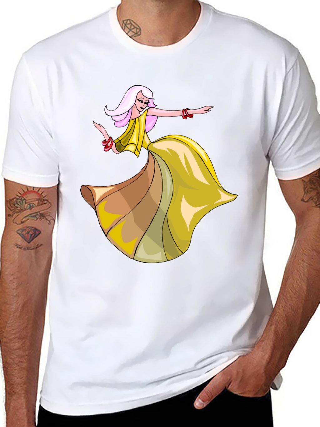 Stylish Black T-Shirt with Dancing Woman Graphic