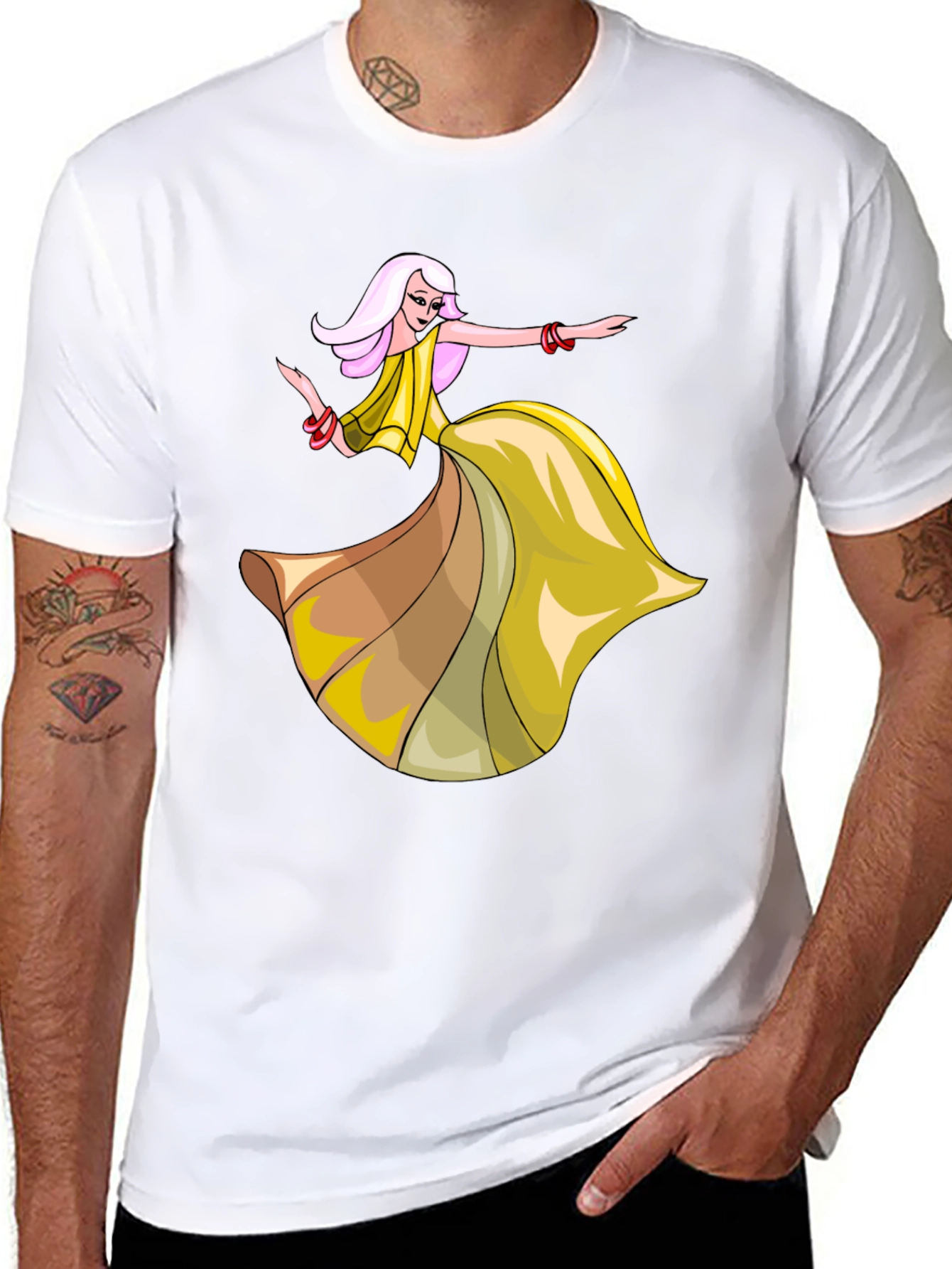 Stylish Black T-Shirt with Dancing Woman Graphic