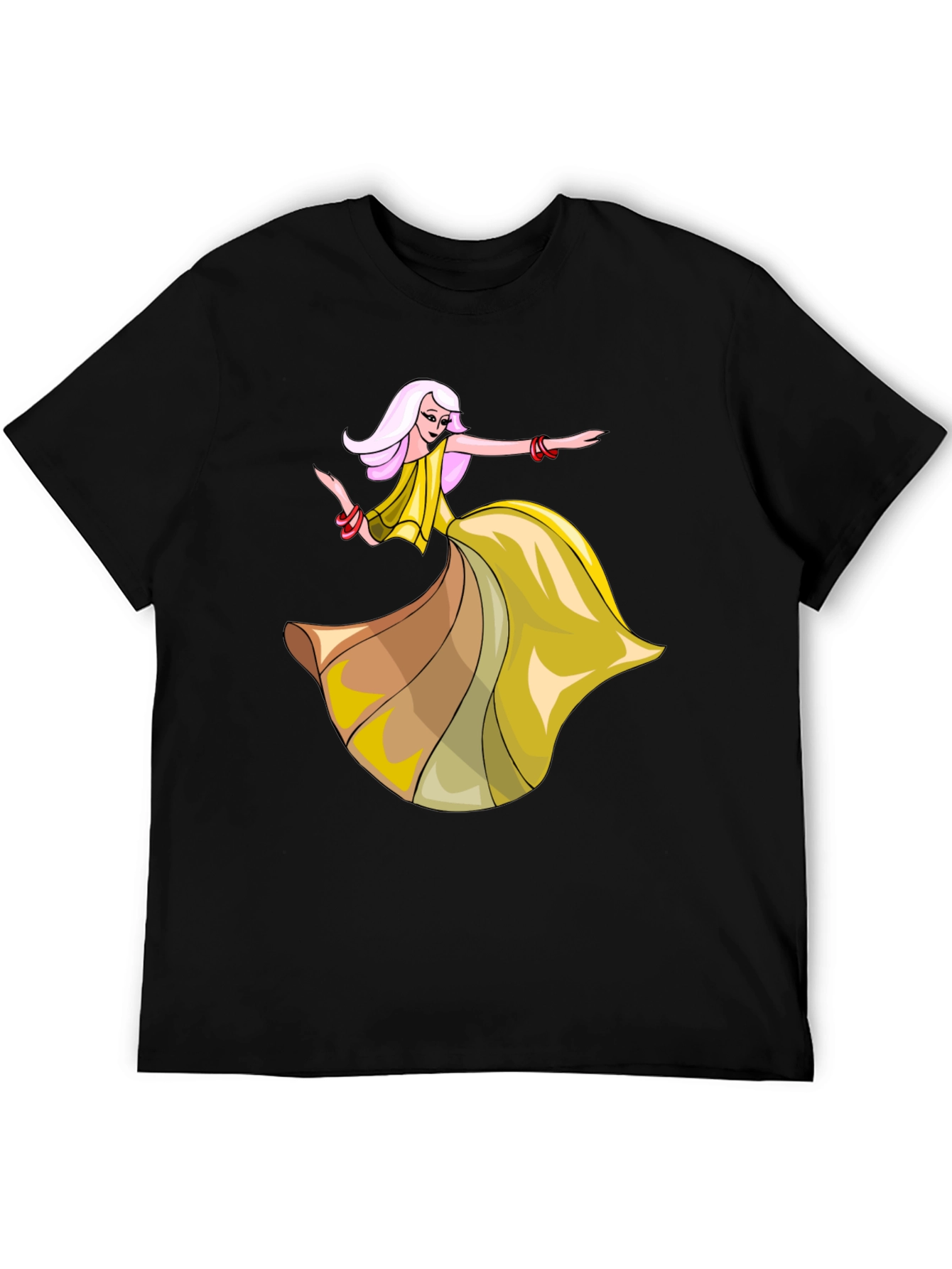 Stylish Black T-Shirt with Dancing Woman Graphic