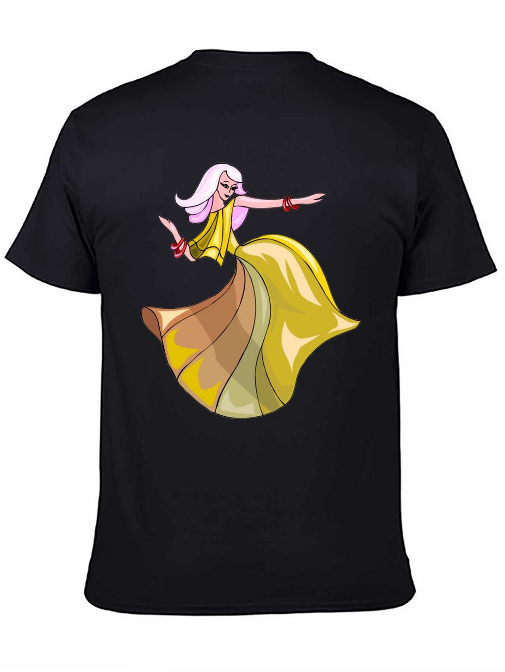 Stylish Black T-Shirt with Dancing Woman Graphic