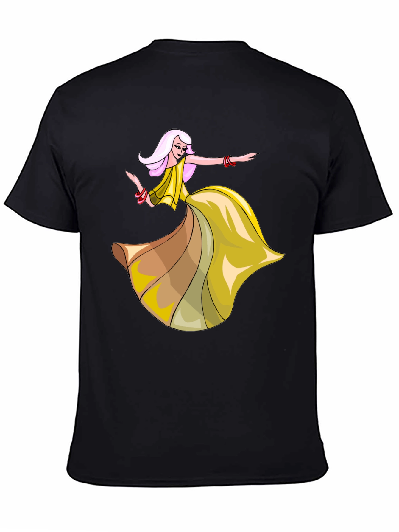 Stylish Black T-Shirt with Dancing Woman Graphic