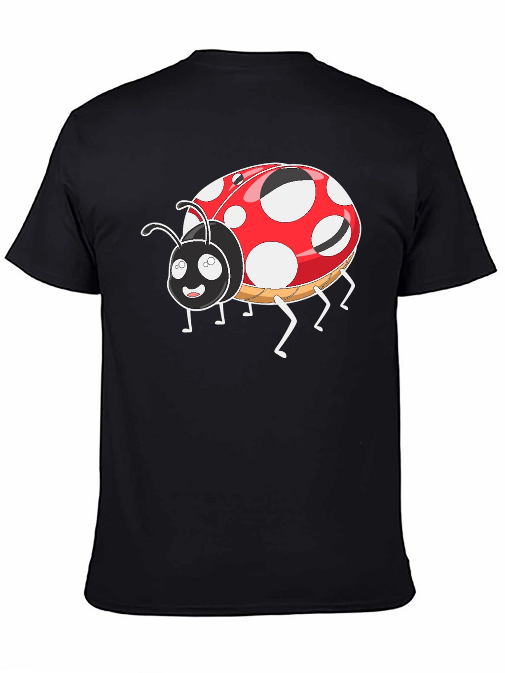 Ladybug Cartoon Graphic T-Shirt - Black Casual Tee
