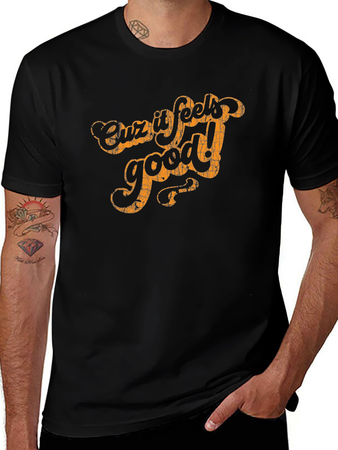 Cuz It Feels Good Black Graphic Tee