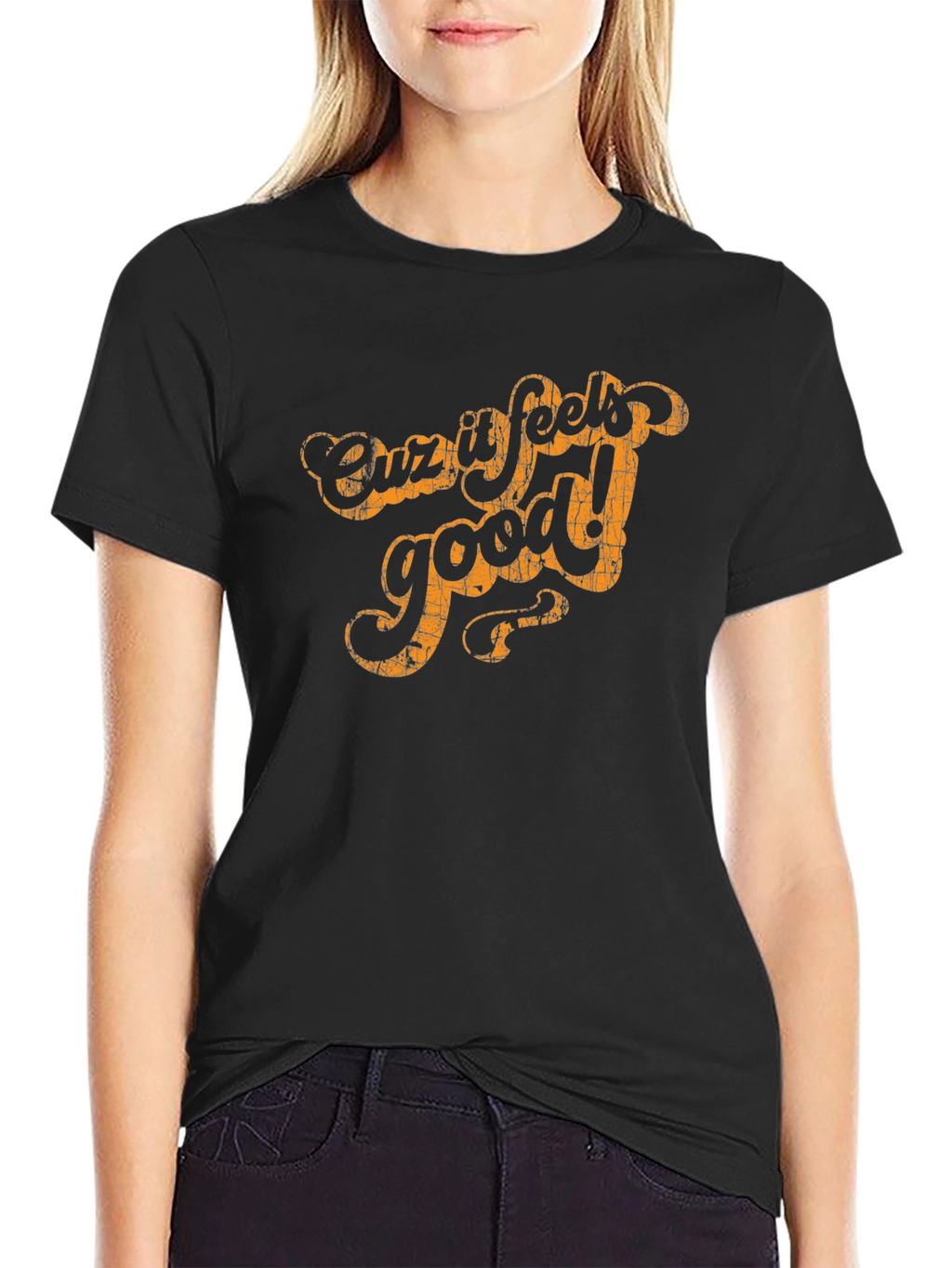 Cuz It Feels Good Black Graphic Tee