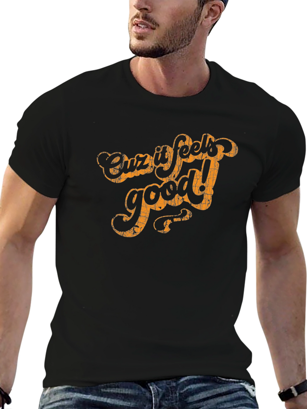 Cuz It Feels Good Black Graphic Tee