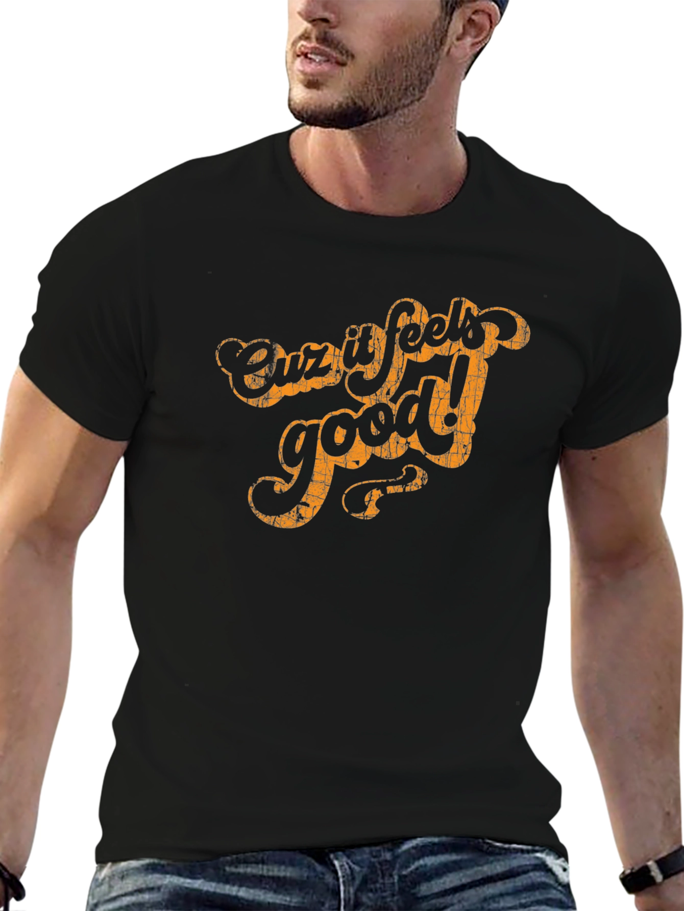 Cuz It Feels Good Black Graphic Tee