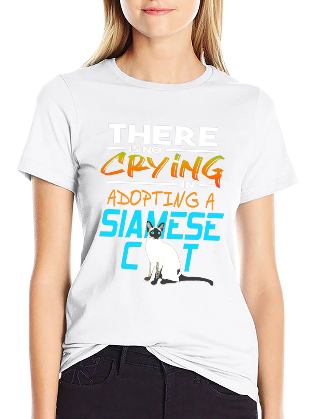 Siamese Cat Lover T-Shirt: No Crying in Adopting