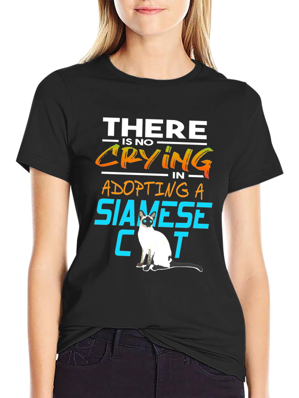 Siamese Cat Lover T-Shirt: No Crying in Adopting