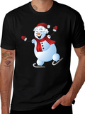 Snowman Ice Skating Holiday Graphic Tee