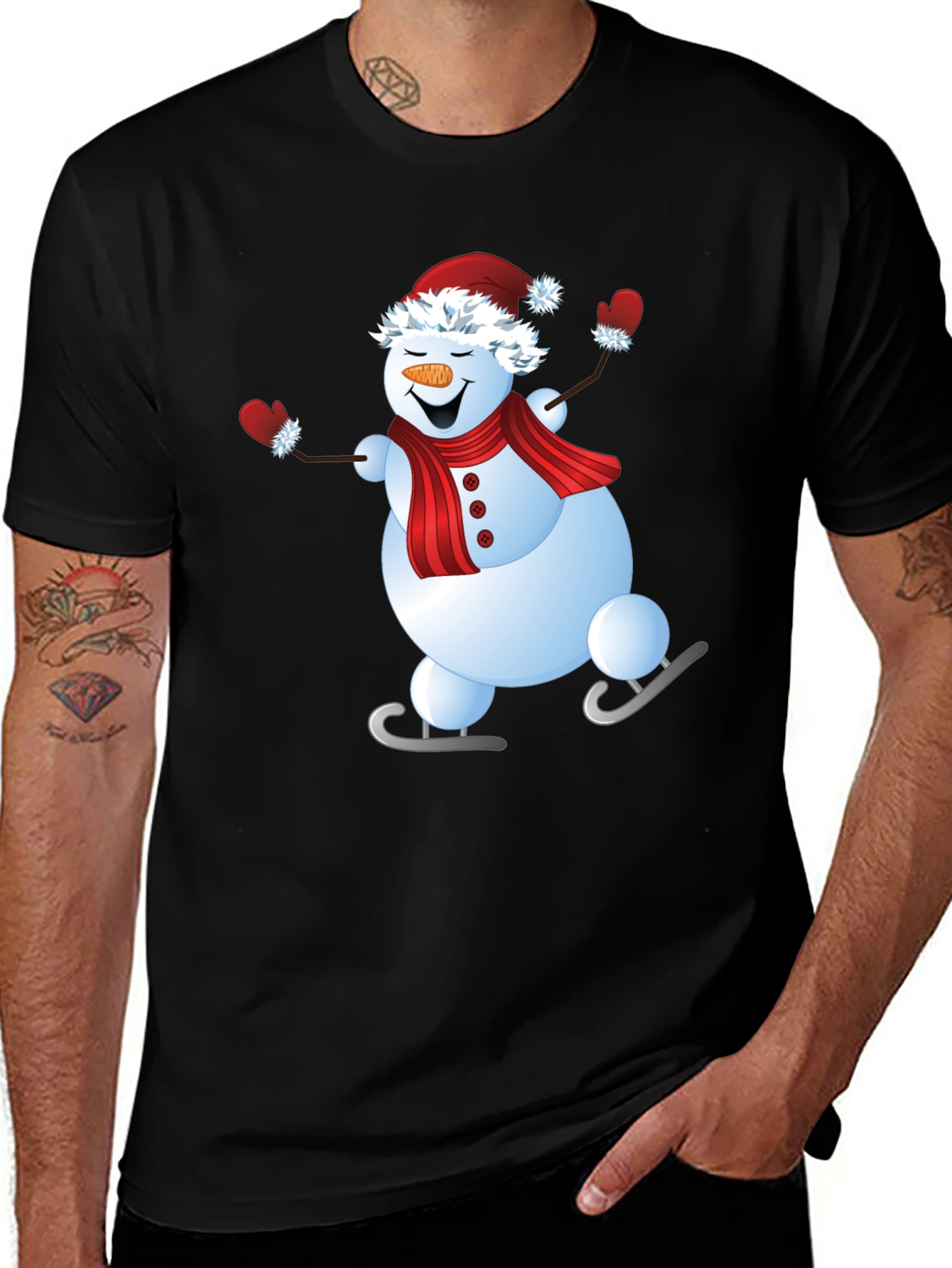 Snowman Ice Skating Holiday Graphic Tee