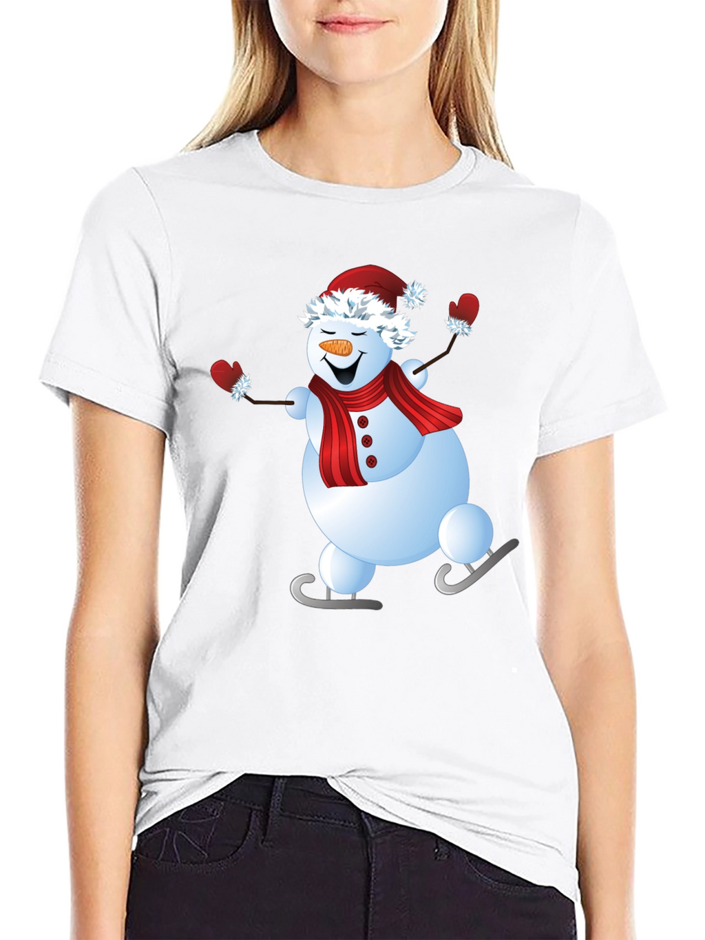 Snowman Ice Skating Holiday Graphic Tee