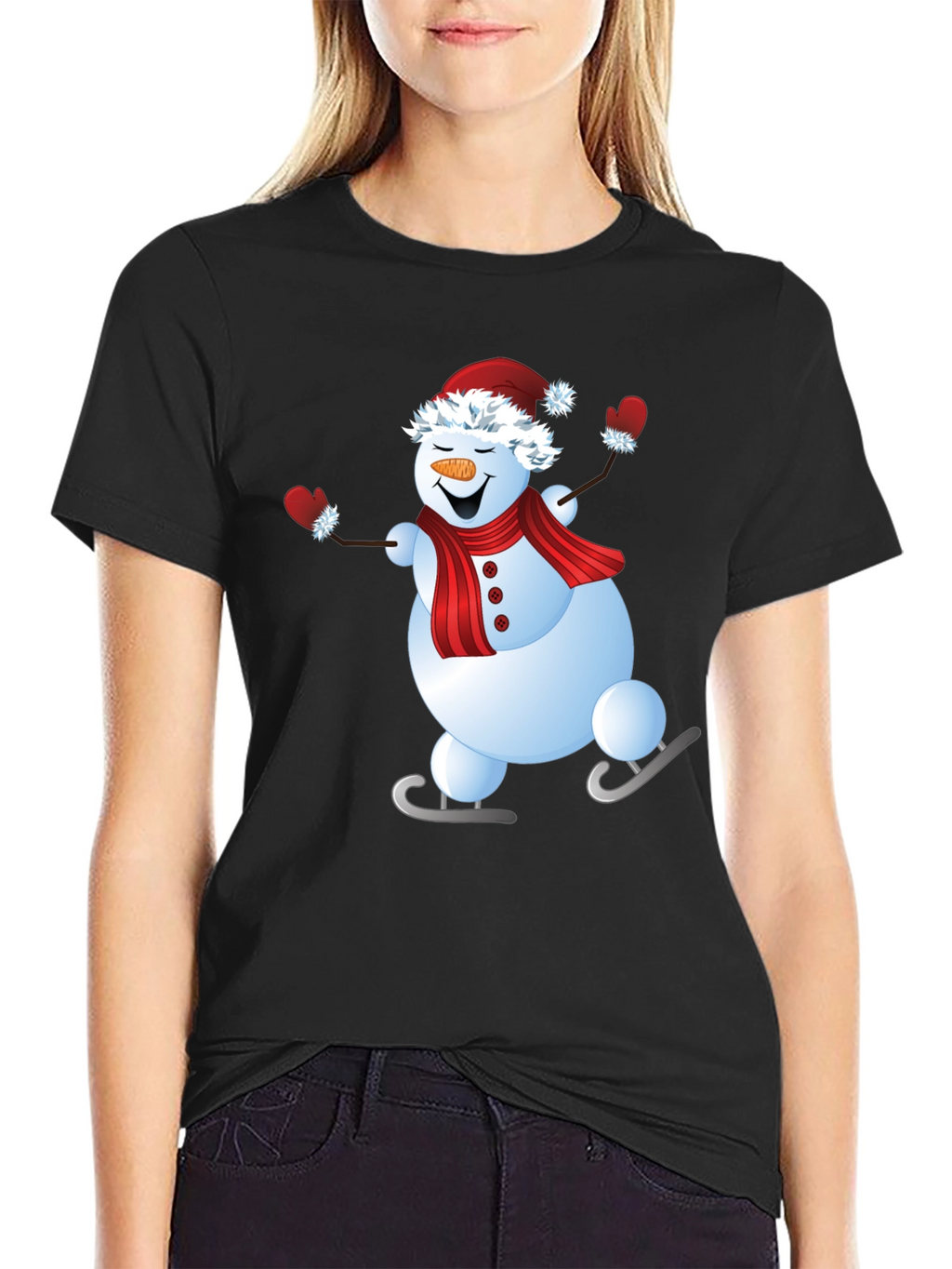 Snowman Ice Skating Holiday Graphic Tee