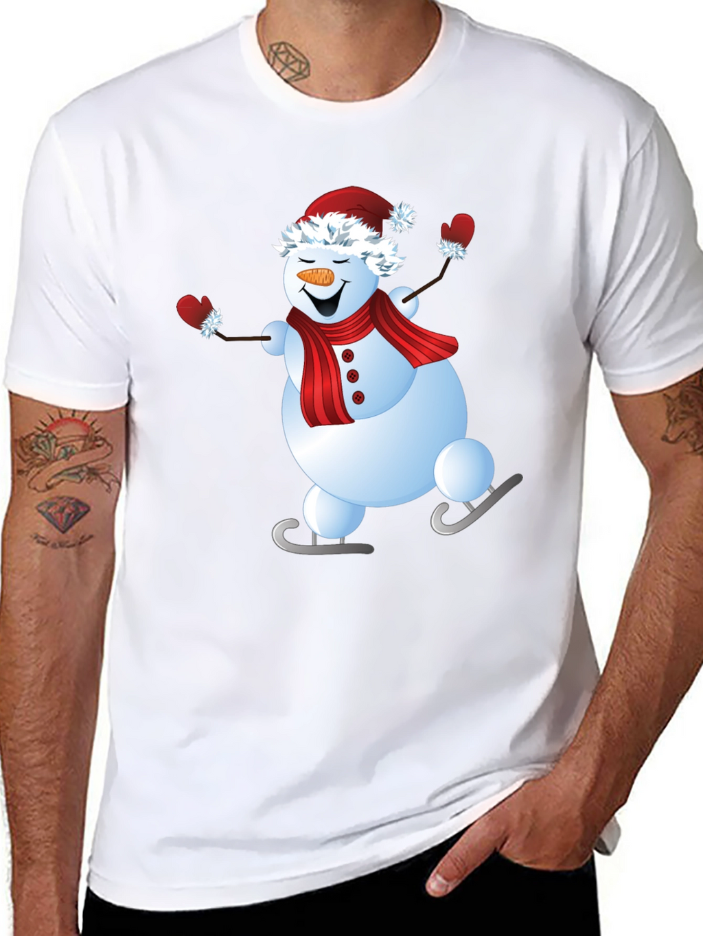 Snowman Ice Skating Holiday Graphic Tee