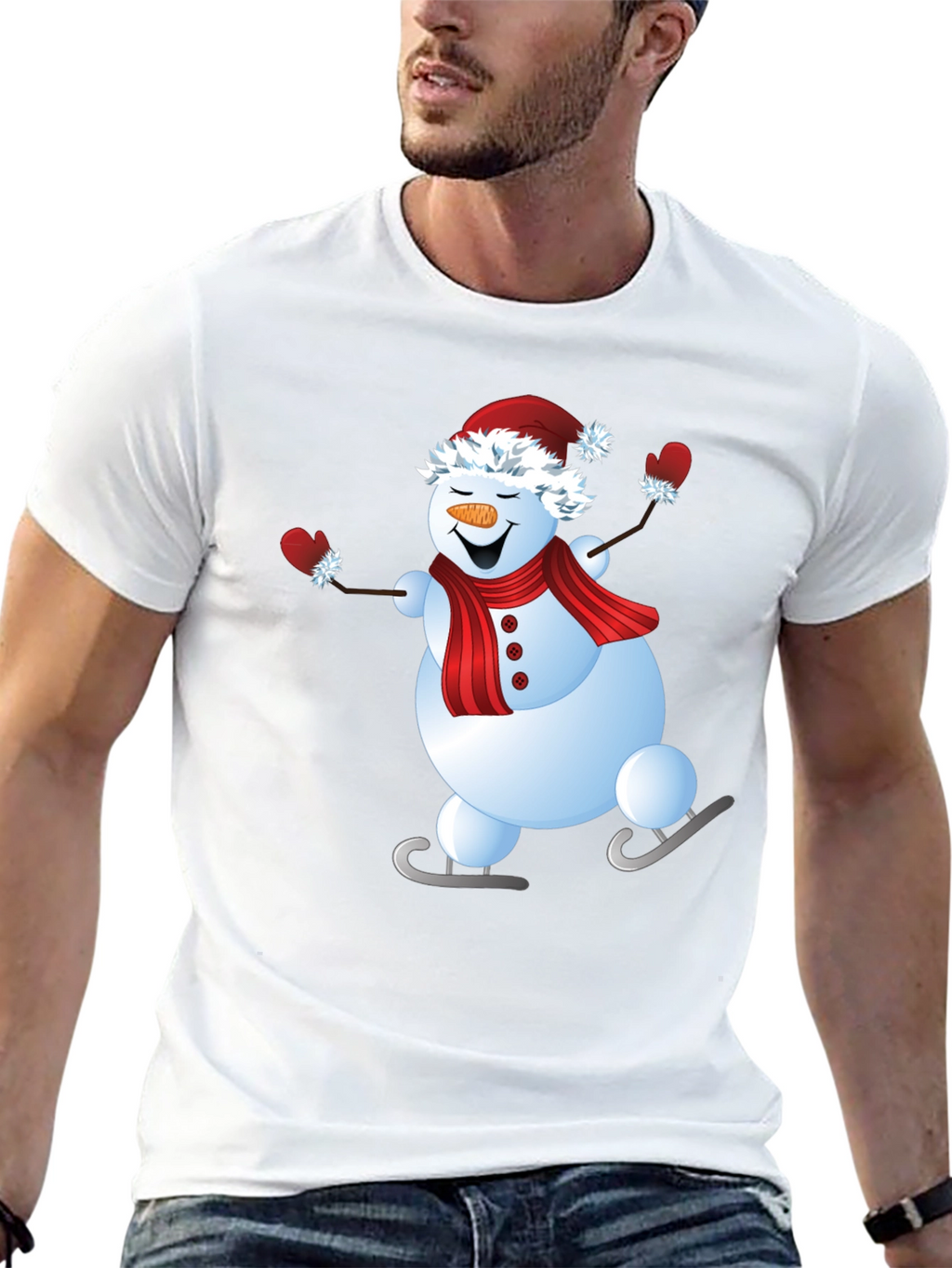 Snowman Ice Skating Holiday Graphic Tee