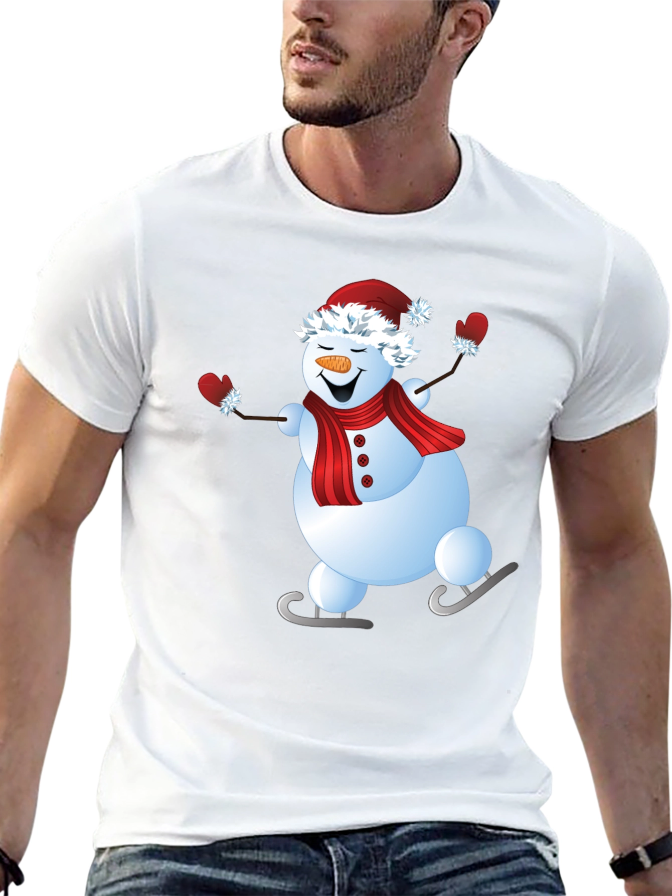 Snowman Ice Skating Holiday Graphic Tee