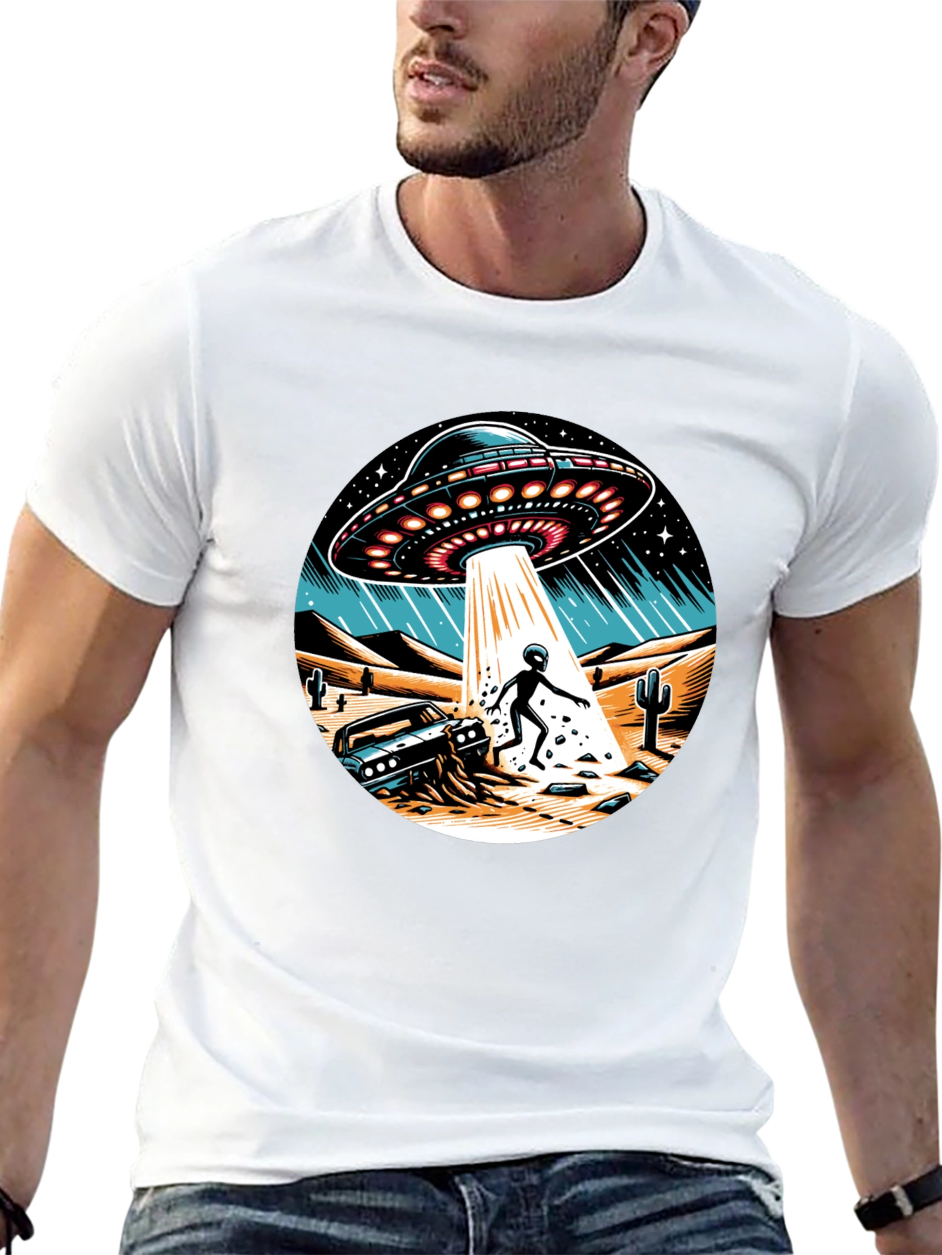 UFO Abduction Graphic T-Shirt