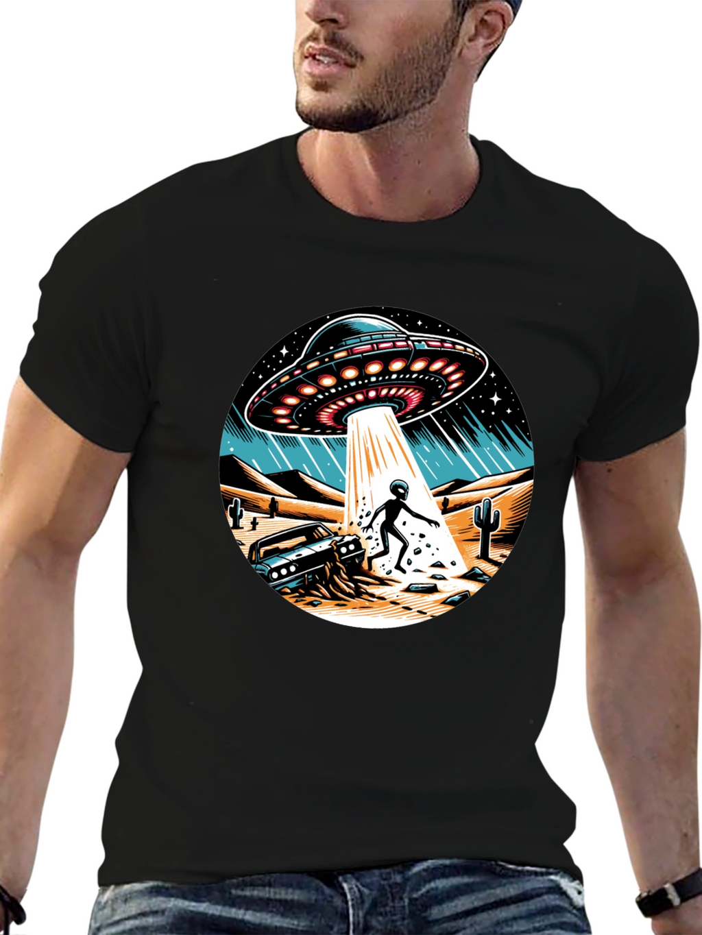 UFO Abduction Graphic T-Shirt