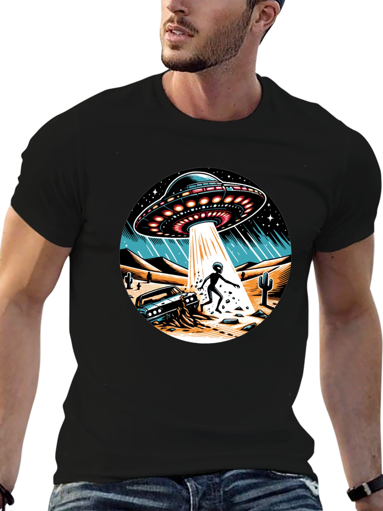 UFO Abduction Graphic T-Shirt