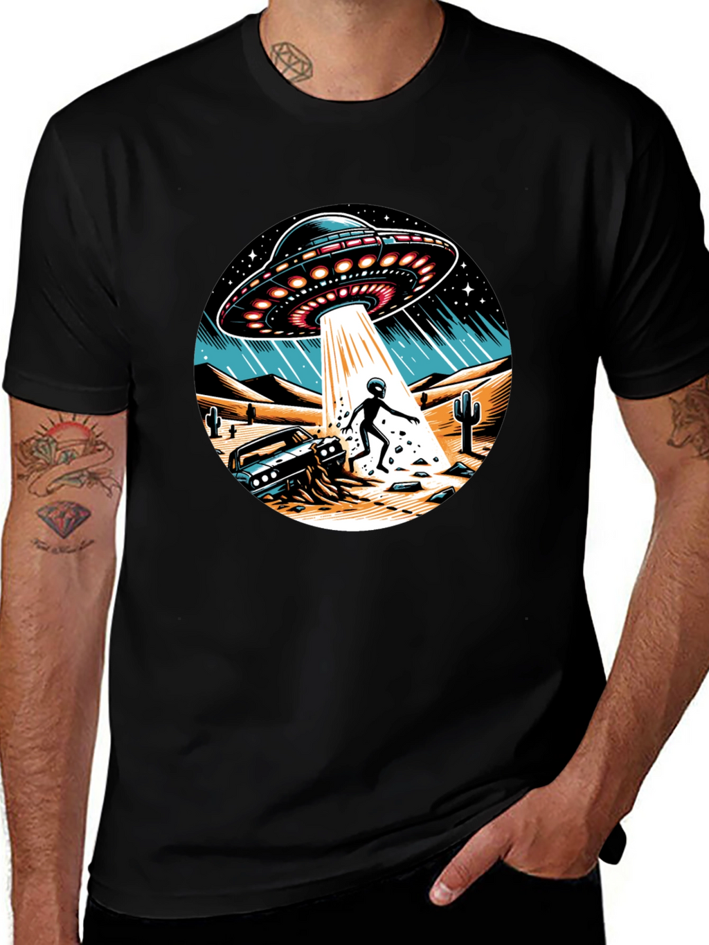 UFO Abduction Graphic T-Shirt