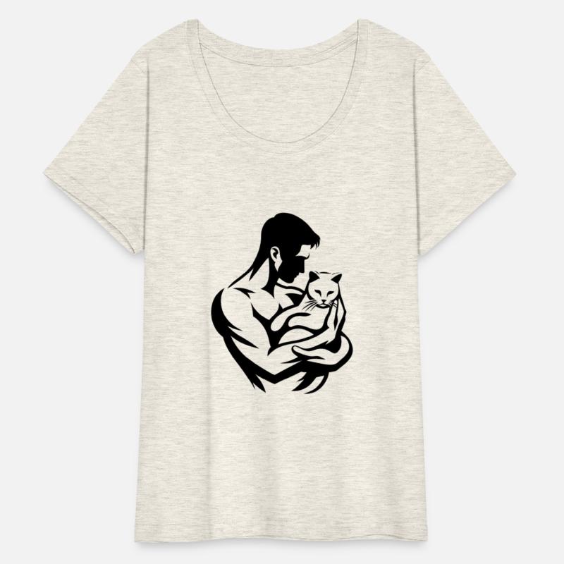 A Muscular Man, Cradling A Cat T-Shirt