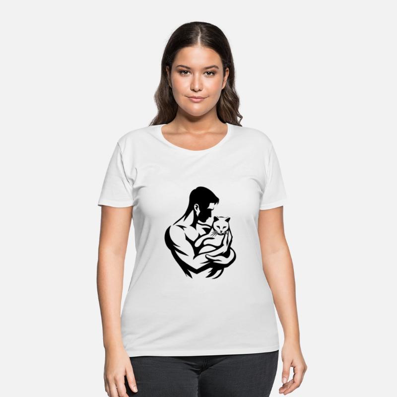 A Muscular Man, Cradling A Cat T-Shirt