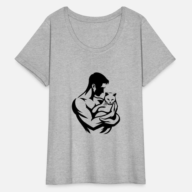A Muscular Man, Cradling A Cat T-Shirt