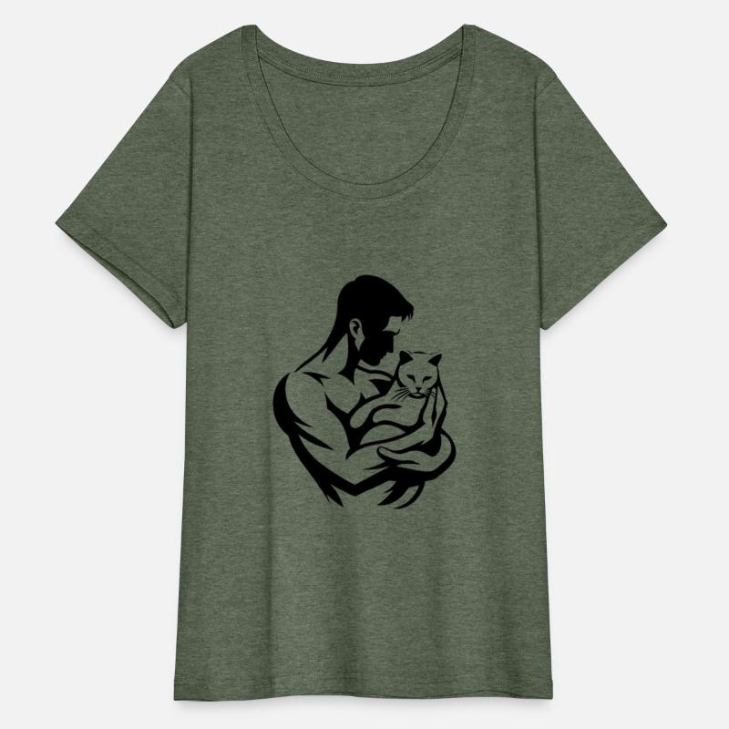 A Muscular Man, Cradling A Cat T-Shirt