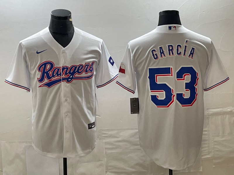 Men's Texas Rangers Adolis Garcia #53 White Home Replica Player Jerseys