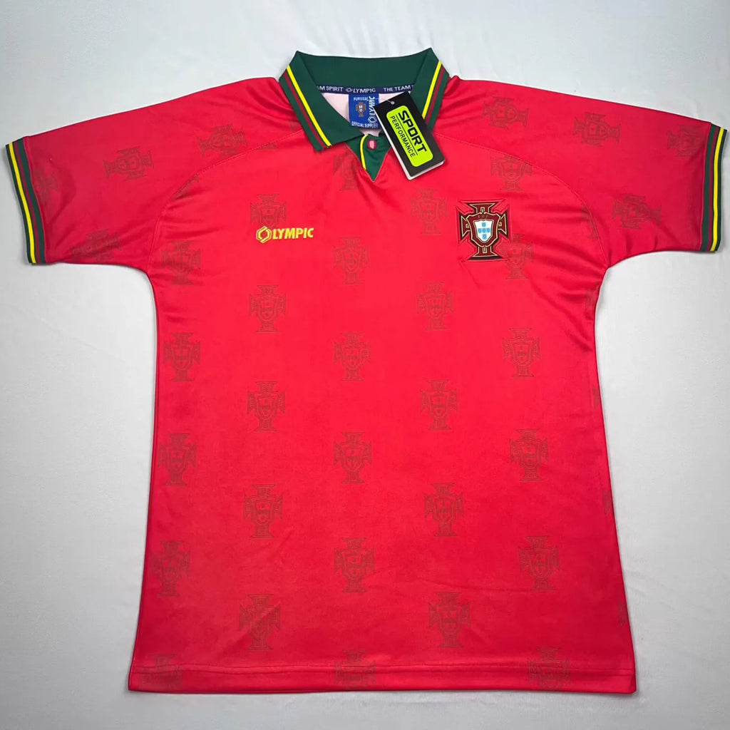 1995/96 Portugal Home Red Retro Soccer Jersey Front