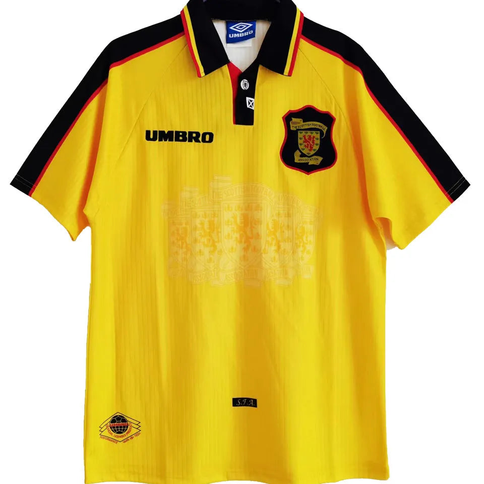 1996-98 Scotland Yellow Retro Soccer Jersey Front