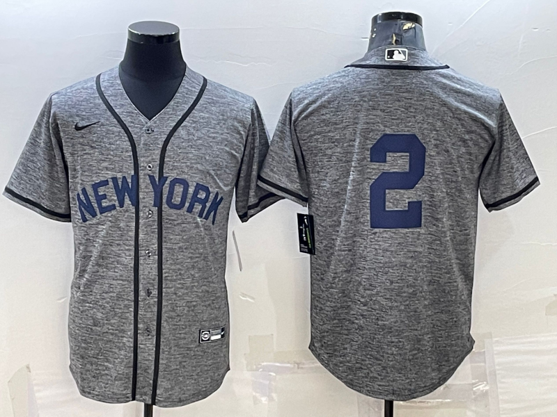 Men's New York Yankees Derek Jeter #2 Gray Replica Game Name Jerseys