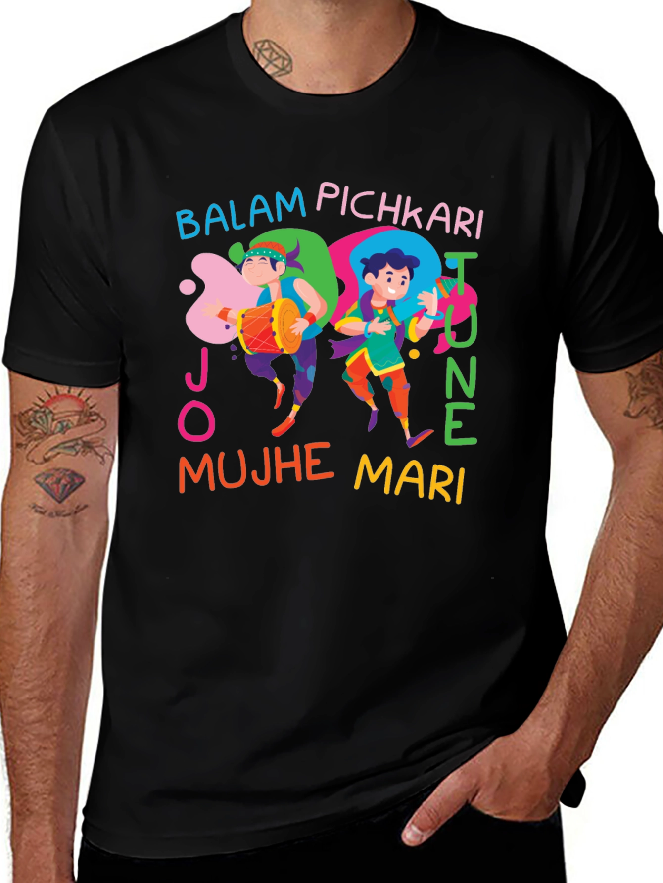 Colorful Holi T-Shirt - Balam Pichkari Design