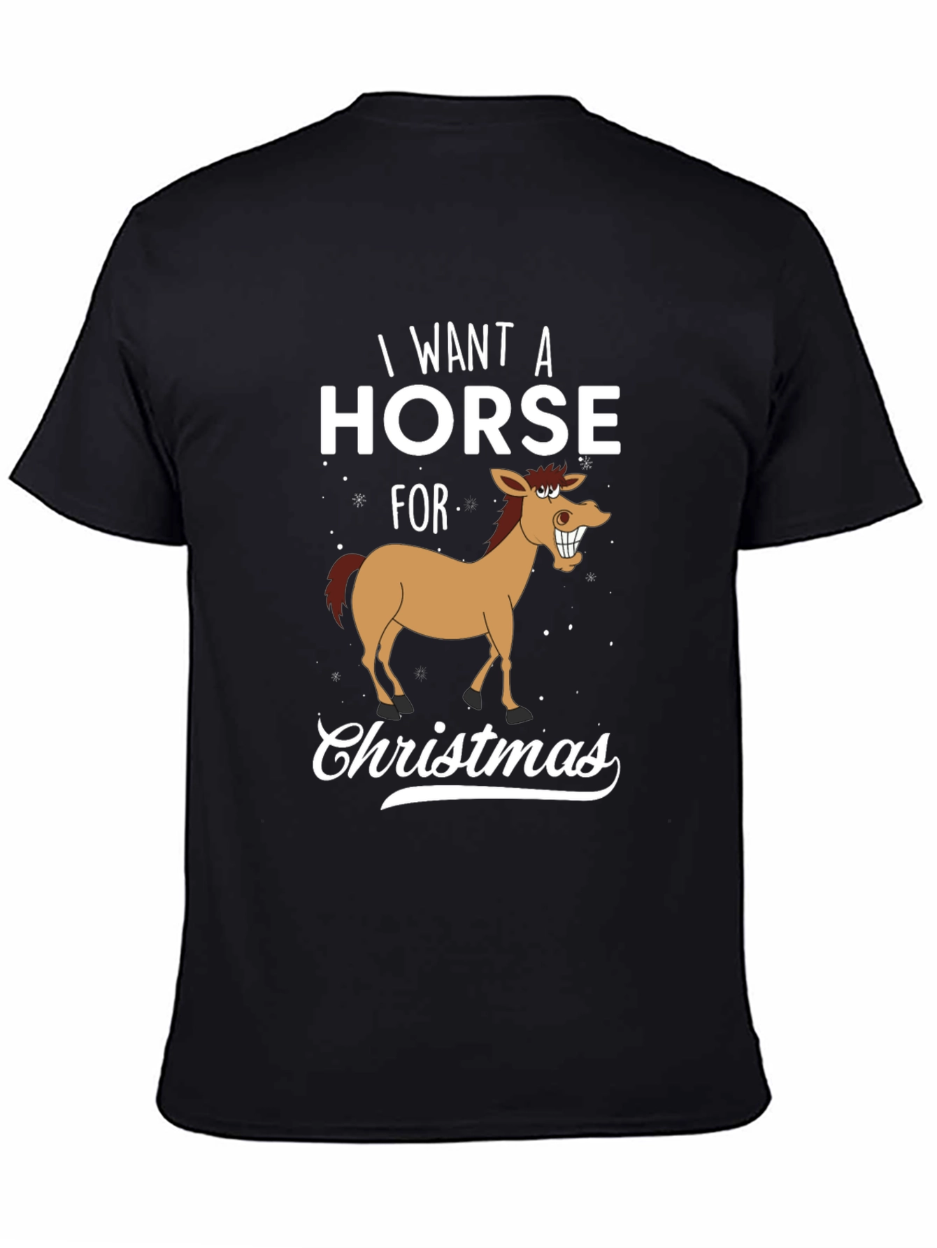 Funny Horse Christmas T-Shirt - I Want A Horse Design