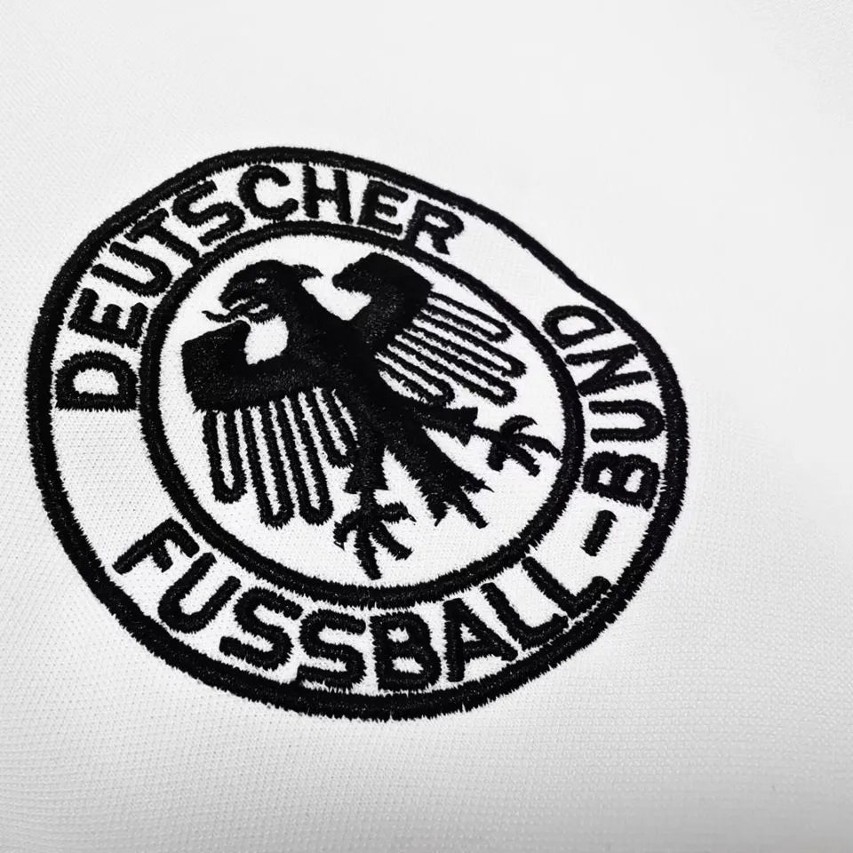 1986 Germany Home White Retro Soccer Jersey Detail 2