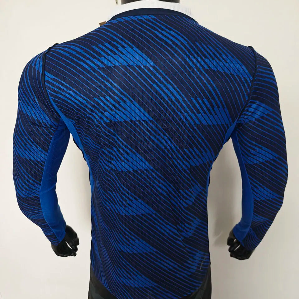 2026/27 France Home Blue Player Version Long Sleeve Soccer Jersey Back