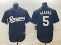Men's Texas Rangers Corey Seager #5 Black Replica Player Jerseys