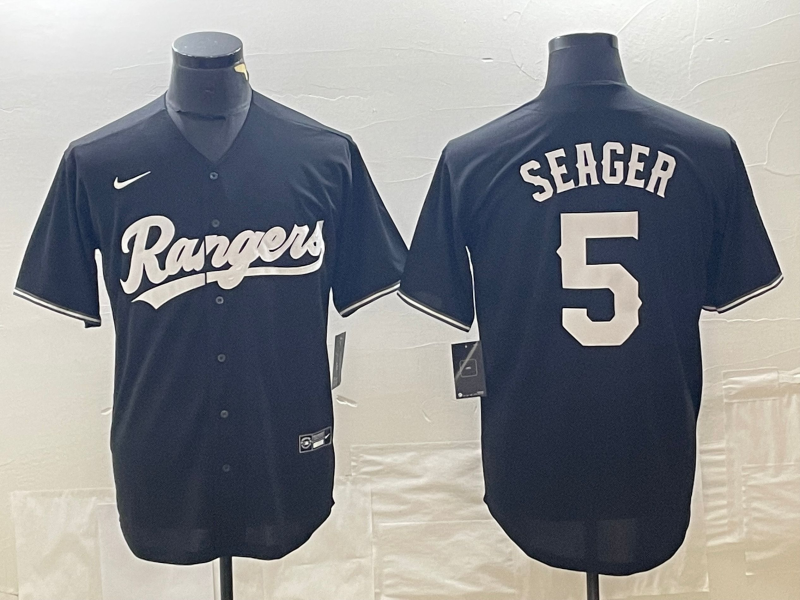 Men's Texas Rangers Corey Seager #5 Black Replica Player Jerseys
