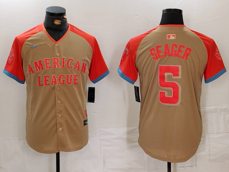 Men's American League Corey Seager #5 Cream 2024 MLB All-Star Game Limited Player Jerseys