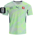 2026/27 Switzerland Away Yellow Fans Soccer Jersey (Have Right Patch 有右臂章 黑底白字） Front